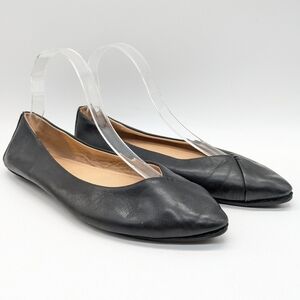 Yosi Samra Valerie Black Leather Pointed  Ballet Flat 9